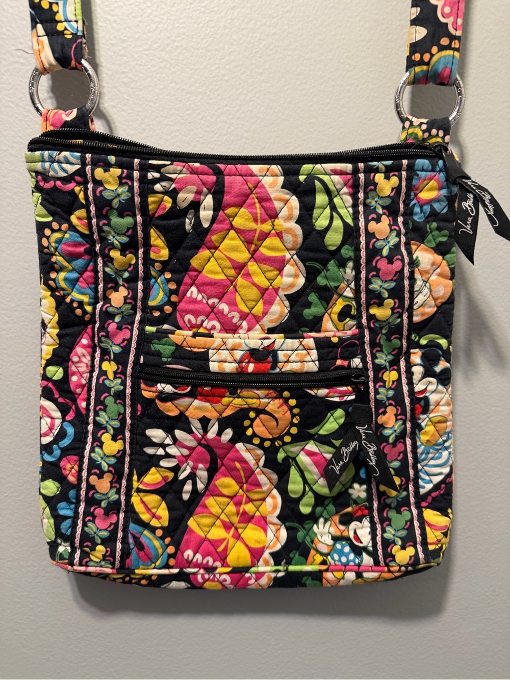 Vera Bradley Disney Parks Black Quilted Crossbody with Bright Floral Print - Picture 3 of 7